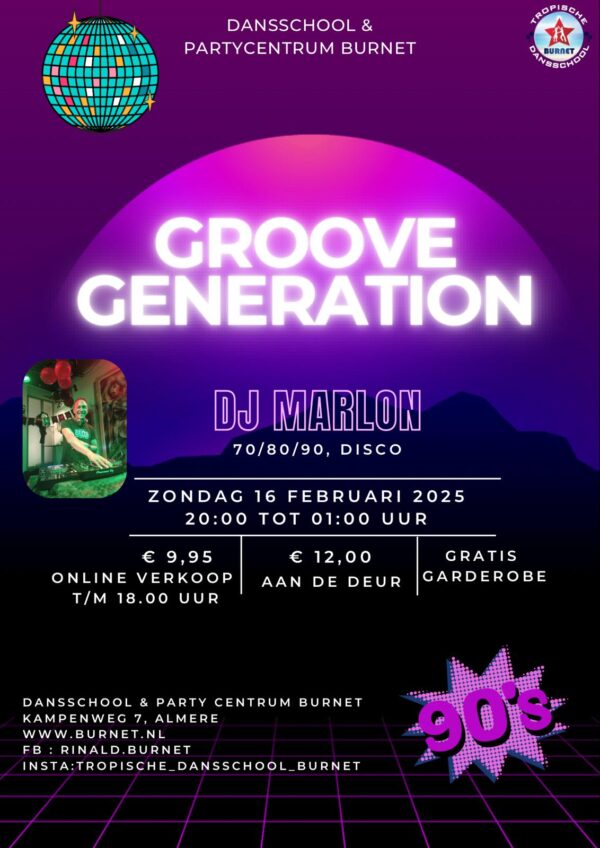 16 Feb | Ticket | Groove Generation: 70/80s/90s, Disco Party