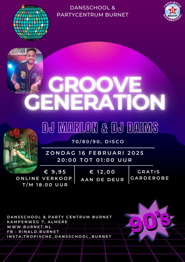 16 Feb | Ticket | Groove Generation: 70/80s/90s, Disco Party